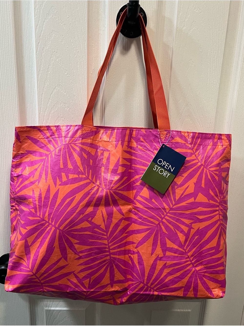 Open Story Women's Reversible Pink & Orange Tropical Tote Bag - NWT